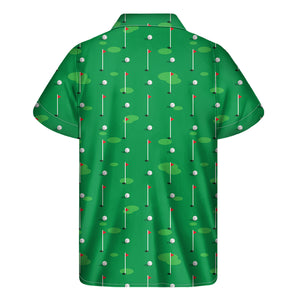 Golf Course Pattern Print Men's Short Sleeve Shirt