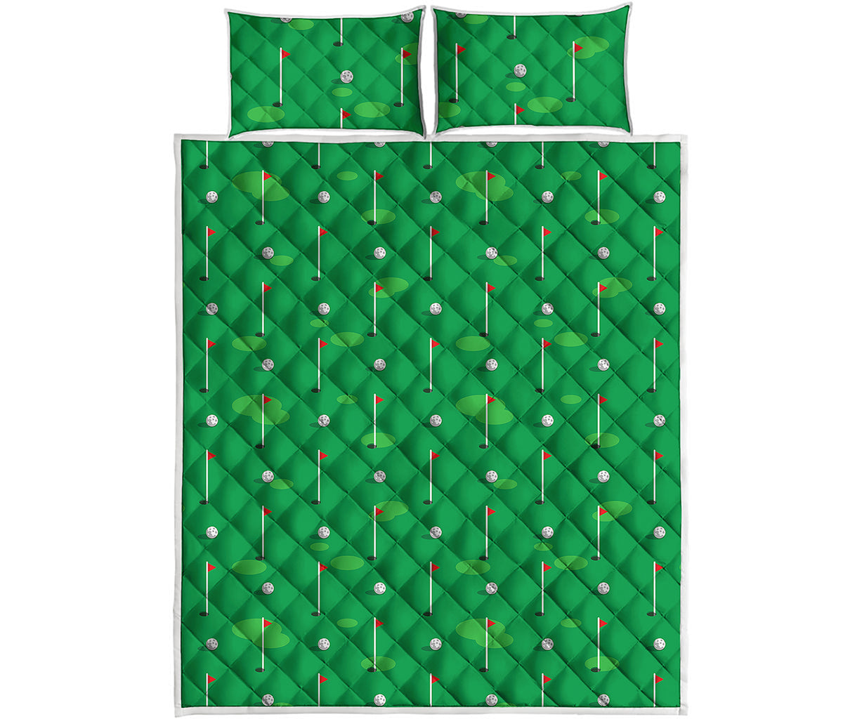 Golf Course Pattern Print Quilt Bed Set