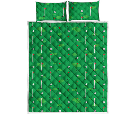 Golf Course Pattern Print Quilt Bed Set