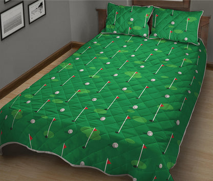 Golf Course Pattern Print Quilt Bed Set