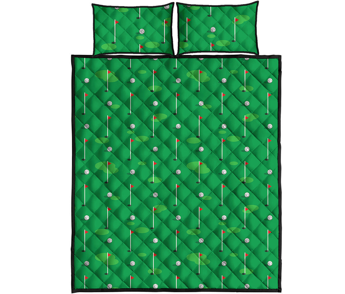 Golf Course Pattern Print Quilt Bed Set
