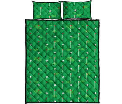 Golf Course Pattern Print Quilt Bed Set