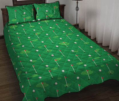 Golf Course Pattern Print Quilt Bed Set
