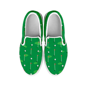 Golf Course Pattern Print White Slip On Shoes