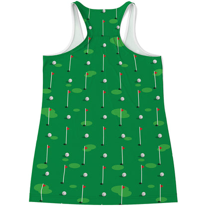 Golf Course Pattern Print Women's Racerback Tank Top