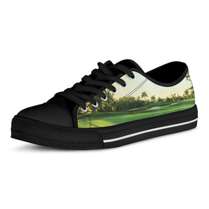 Golf Course Print Black Low Top Shoes