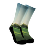 Golf Course Print Crew Socks