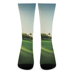 Golf Course Print Crew Socks