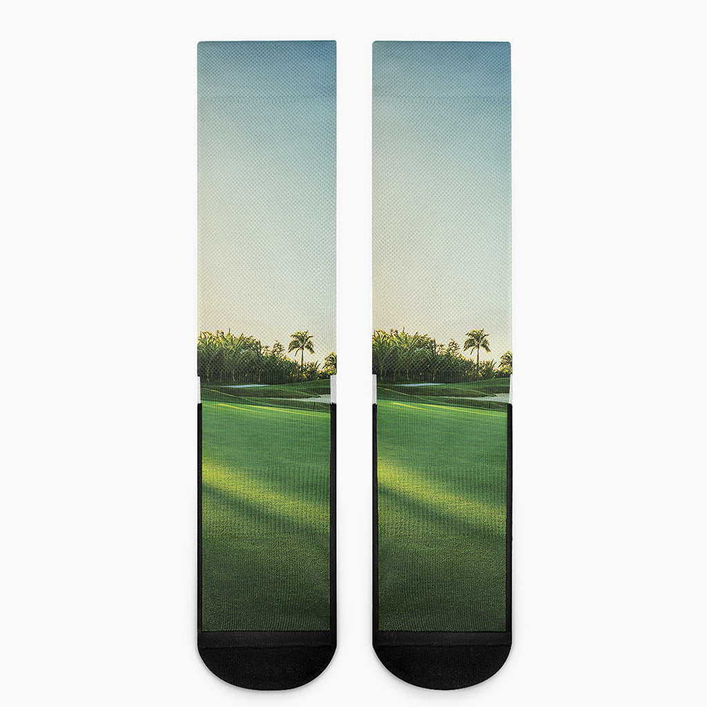 Golf Course Print Crew Socks