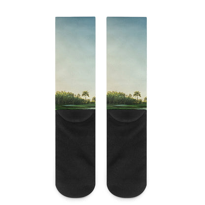 Golf Course Print Crew Socks
