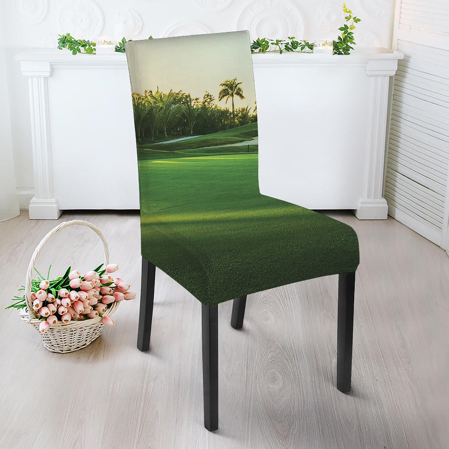 Golf Course Print Dining Chair Slipcover