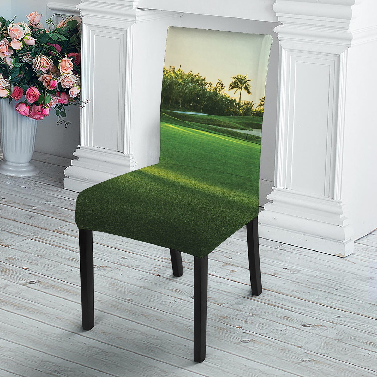 Golf Course Print Dining Chair Slipcover