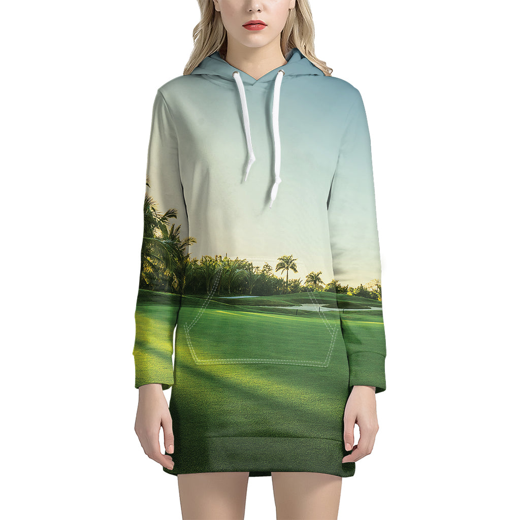 Golf Course Print Hoodie Dress