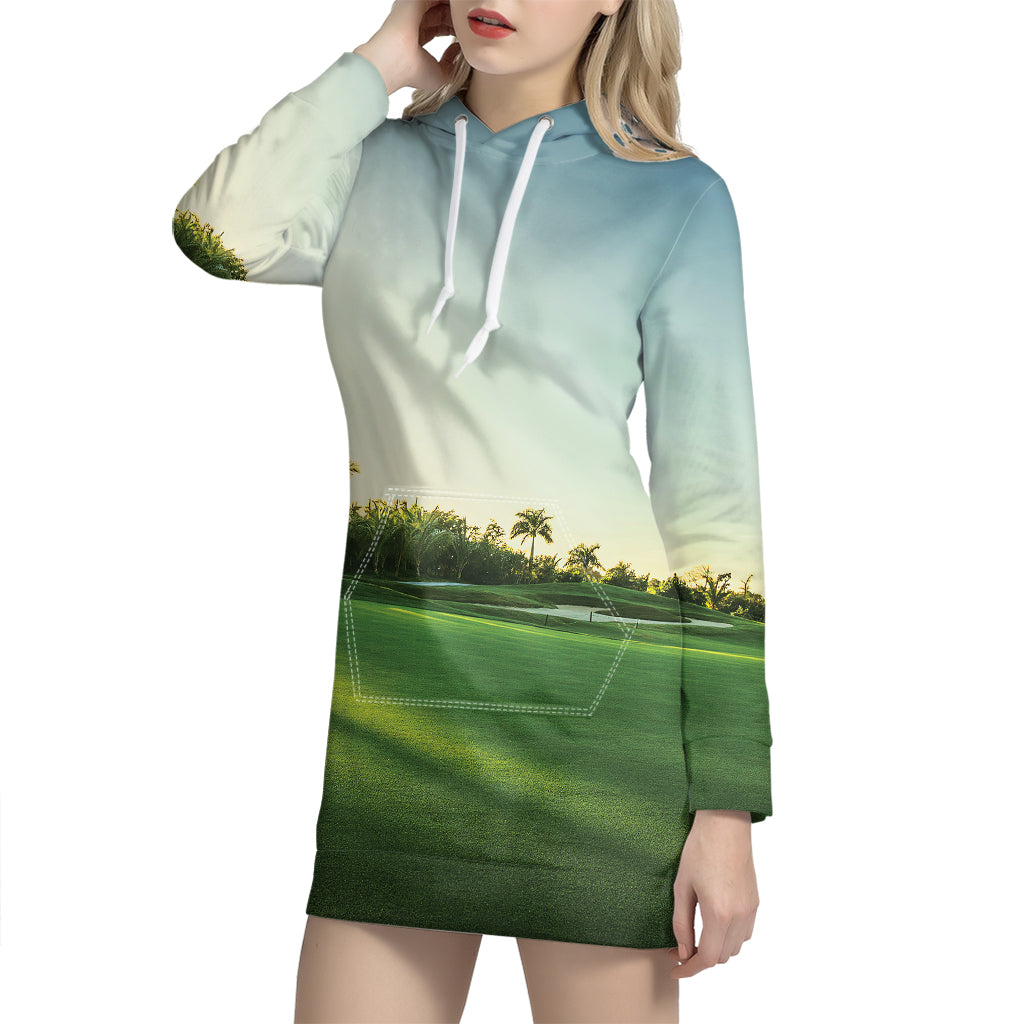 Golf Course Print Hoodie Dress