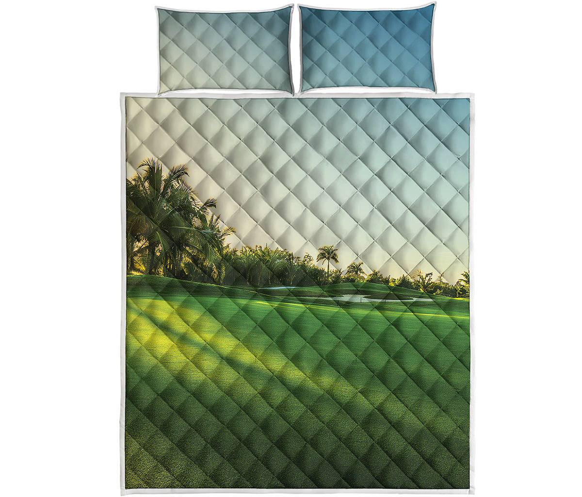 Golf Course Print Quilt Bed Set