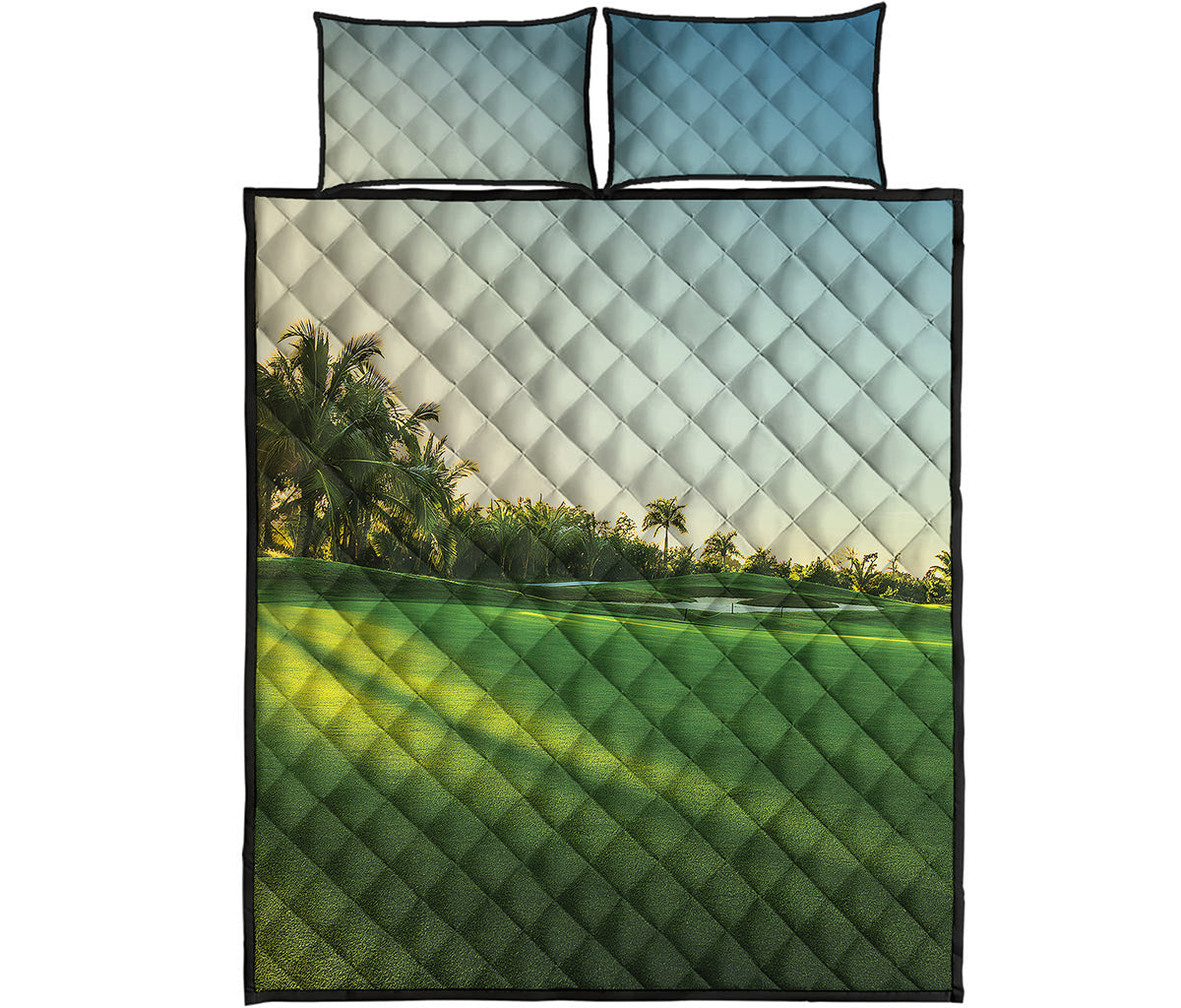 Golf Course Print Quilt Bed Set