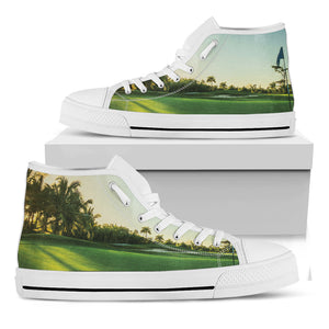 Golf Course Print White High Top Shoes