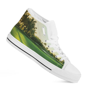 Golf Course Print White High Top Shoes