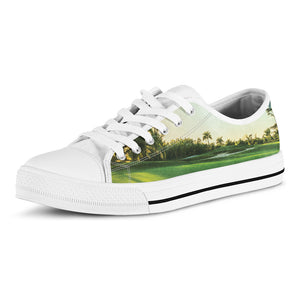 Golf Course Print White Low Top Shoes