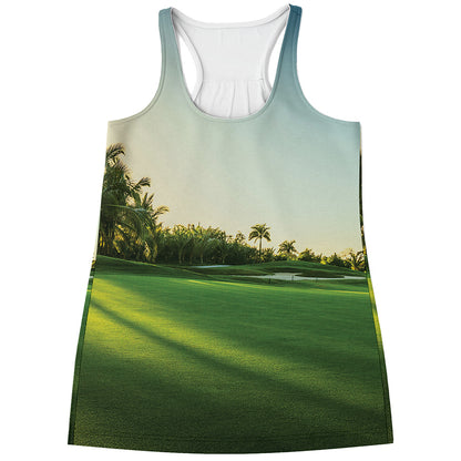 Golf Course Print Women's Racerback Tank Top