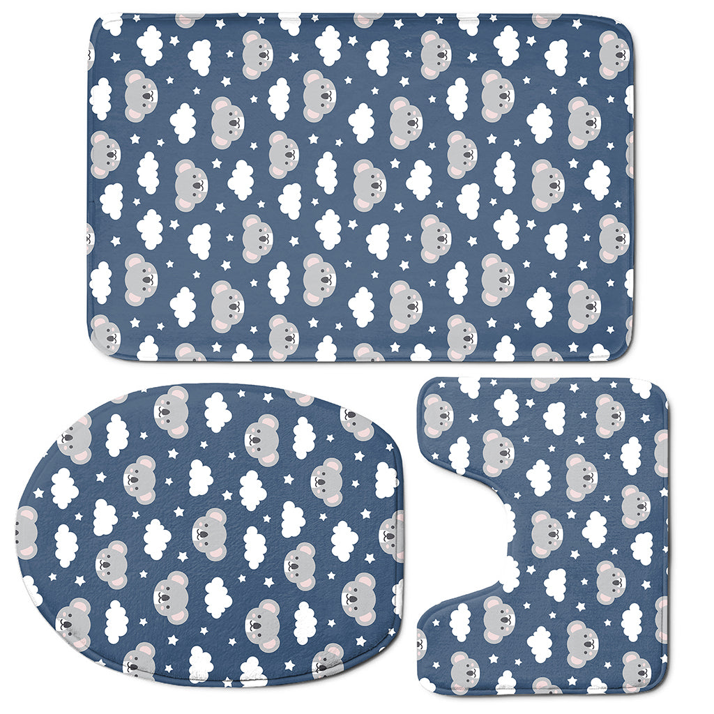 Good Night Koala Pattern Print 3 Piece Bath Mat Set