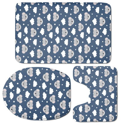 Good Night Koala Pattern Print 3 Piece Bath Mat Set