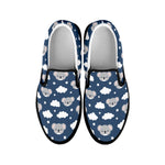 Good Night Koala Pattern Print Black Slip On Shoes