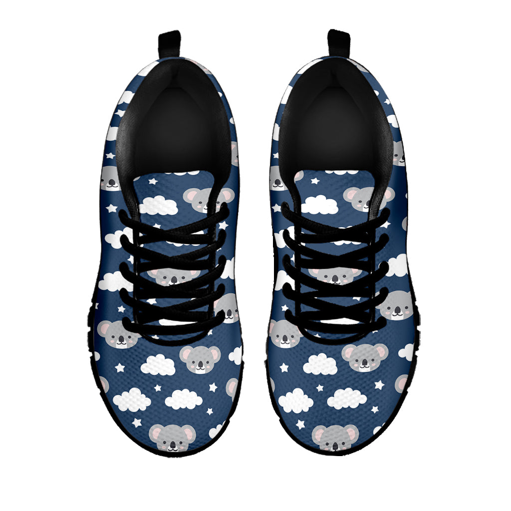 Good Night Koala Pattern Print Black Sneakers