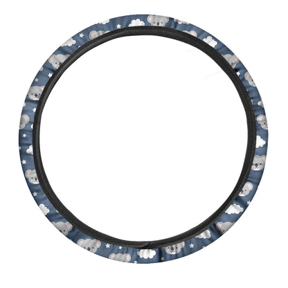 Good Night Koala Pattern Print Car Steering Wheel Cover