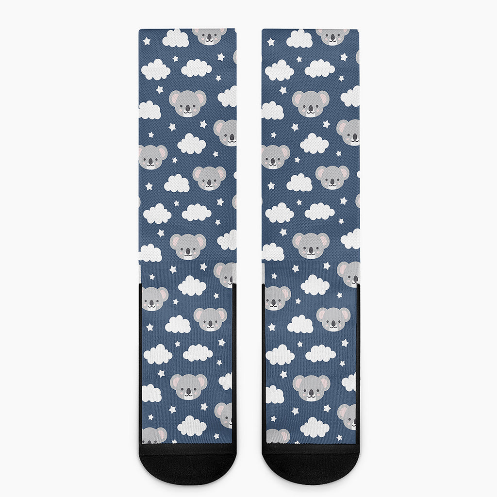 Good Night Koala Pattern Print Crew Socks