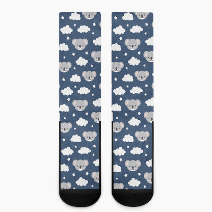 Good Night Koala Pattern Print Crew Socks