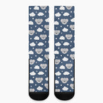 Good Night Koala Pattern Print Crew Socks