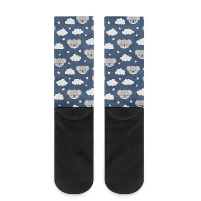 Good Night Koala Pattern Print Crew Socks