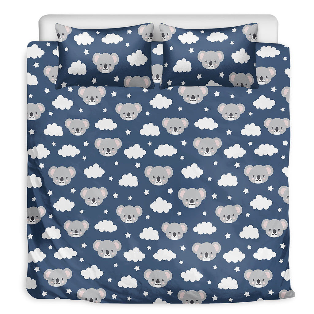 Good Night Koala Pattern Print Duvet Cover Bedding Set