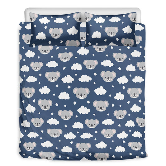 Good Night Koala Pattern Print Duvet Cover Bedding Set