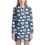 Good Night Koala Pattern Print Hoodie Dress