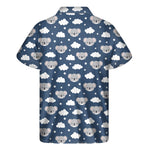Good Night Koala Pattern Print Men's Short Sleeve Shirt