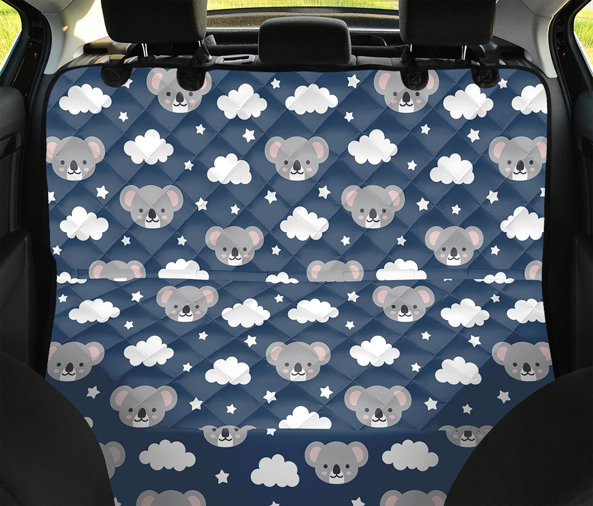 Good Night Koala Pattern Print Pet Car Back Seat Cover