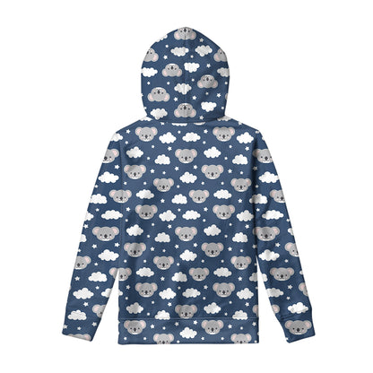 Good Night Koala Pattern Print Pullover Hoodie