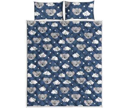 Good Night Koala Pattern Print Quilt Bed Set