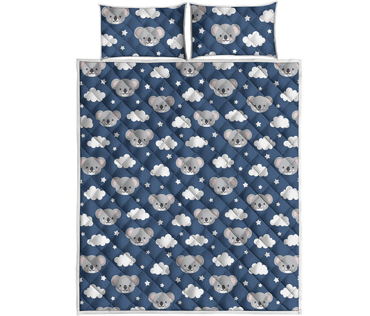 Good Night Koala Pattern Print Quilt Bed Set