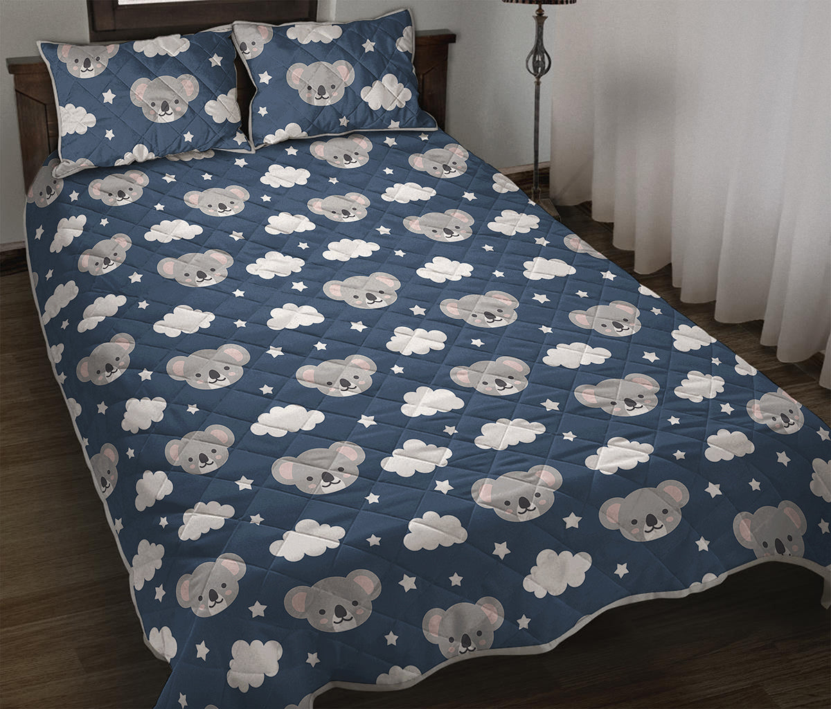 Good Night Koala Pattern Print Quilt Bed Set