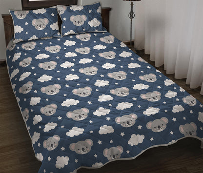 Good Night Koala Pattern Print Quilt Bed Set