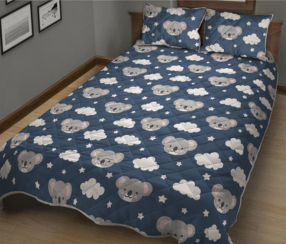 Good Night Koala Pattern Print Quilt Bed Set