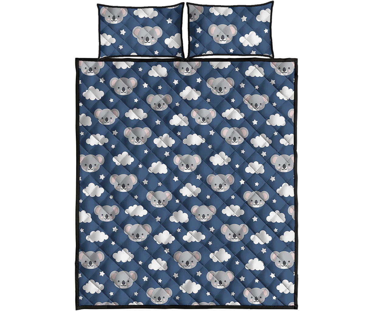 Good Night Koala Pattern Print Quilt Bed Set