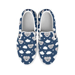 Good Night Koala Pattern Print White Slip On Shoes