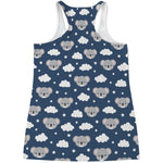 Good Night Koala Pattern Print Women's Racerback Tank Top