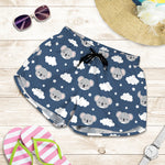 Good Night Koala Pattern Print Women's Shorts