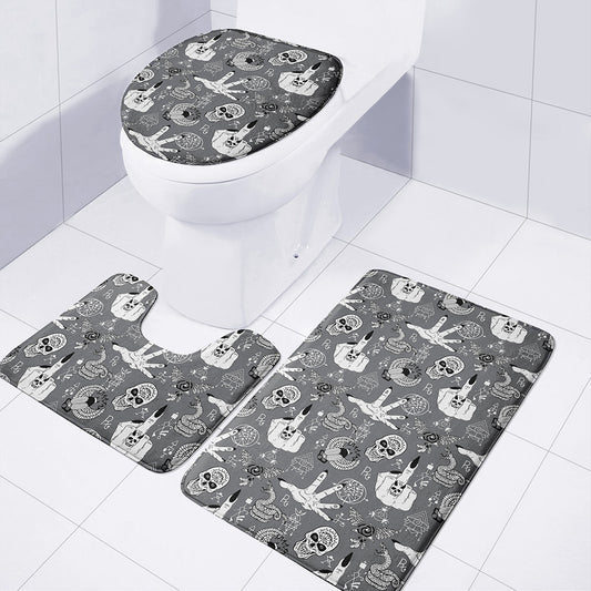 Gothic Wicca Curse Print 3 Piece Bath Mat Set