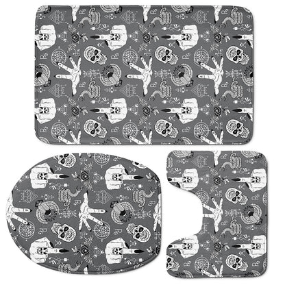 Gothic Wicca Curse Print 3 Piece Bath Mat Set